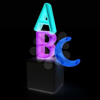 alphabet and blocks on a black background