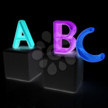 alphabet and blocks on a black background