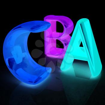 colorful abc on black background