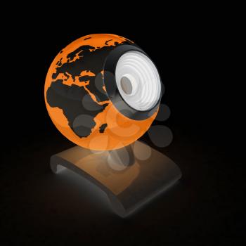 Web-cam for earth. Global on line concept on a black background
