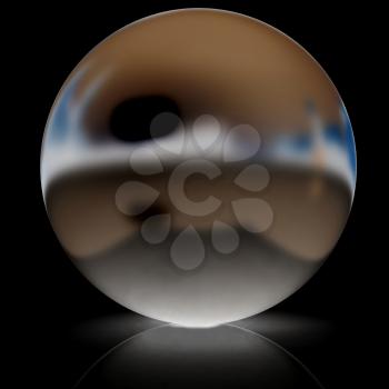 Chrome Ball 3d render on a black background