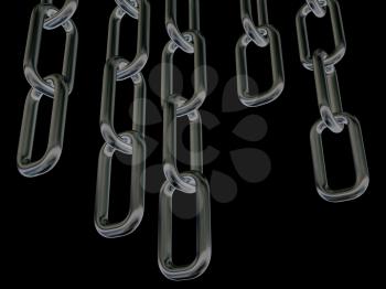 Metal chains on a black background