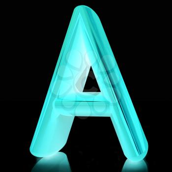 Alphabet on white background. Letter A on a black background