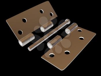 assembly metal hinges on a black background