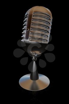 metal microphone on a black background