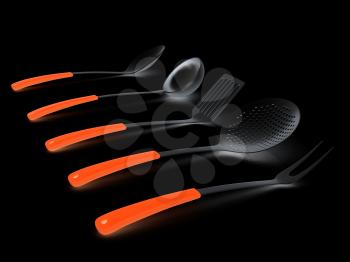cutlery on a black background
