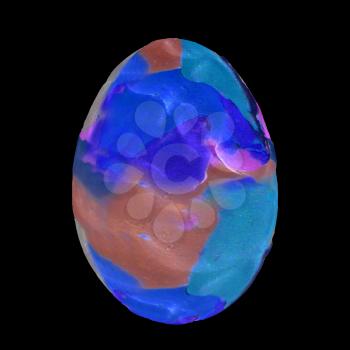 Easter Egg with colored strokes Isolated on black background. 3d