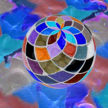 Mosaic ball on a colorful background