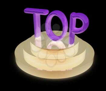 Top icon on black background. 3d rendered image
