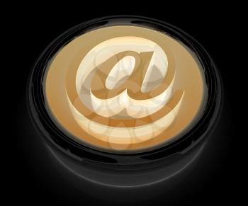 3d button email Internet push  on a black background