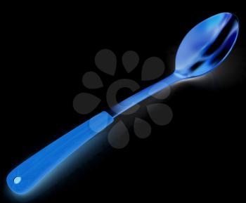 Long spoon on a black background