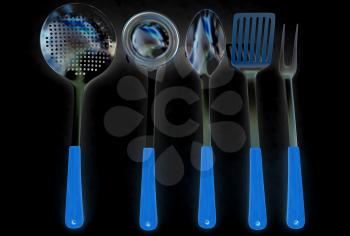 Cutlery on a black background