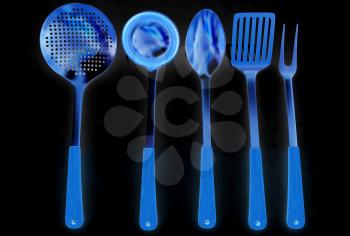 Cutlery on a black background