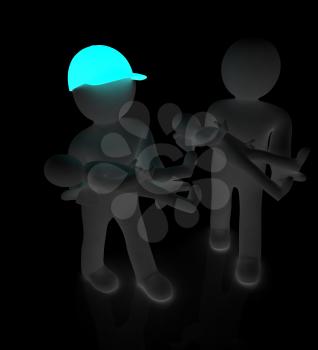3d man with child. 3d render on a white background