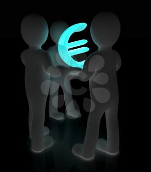 3D mans with Euro sign on a white background