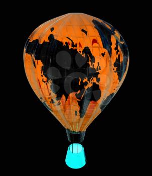 Hot Air Balloons as the earth with Gondola. Colorful Illustration isolated on white Background 