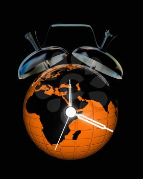 3d illustration of world alarm clock on a white background