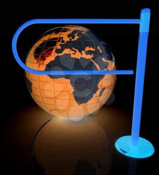 Three-dimensional image of the turnstile and earth