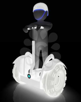 3d white person riding on a personal and ecological transport.3d image. 