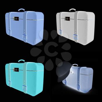 Traveler's suitcase set on a white background
