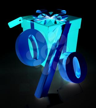 Percentage and gifts on a white background