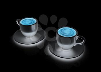 Coffee cups on saucer on a white background
