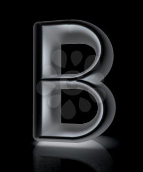 3D metall letter B isolated on white 