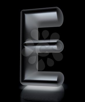 3D metall letter E isolated on white 