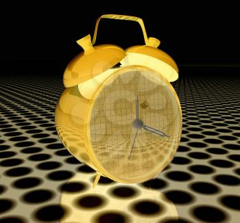 3d illustration of glossy alarm clock. Time concept
