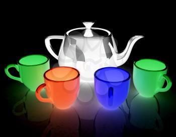 colorfall cups and teapot