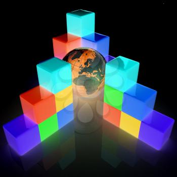 colorful block diagram. Global concept