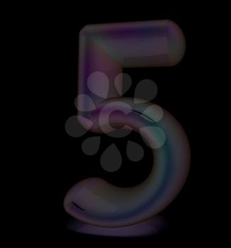 Glossy 3d number five