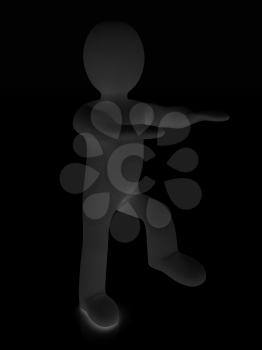 3d personage on white background. Starting series: stretching before exercise