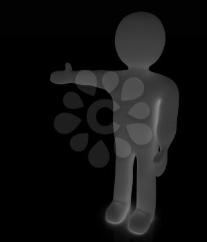 3d people - man, person presenting - pointing. 