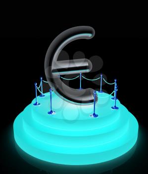 Euro sign on podium. 3D icon on white background 