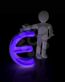 3d people - man, person presenting - euro sign