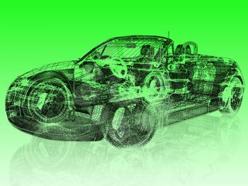 3d model car on gradient background
