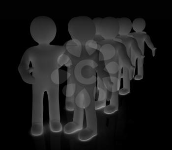Friends standing next to an embrace and raised one's hand for greeting. 3d image. Isolated white background. 