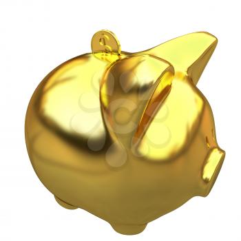 gold coin with with the gold piggy bank 