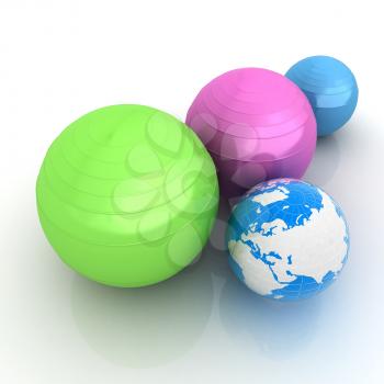 Pilates fitness ball and earth