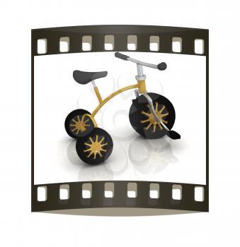 children bicycle on a white background. The film strip