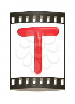 Alphabet on white background. Letter T on a white background. The film strip