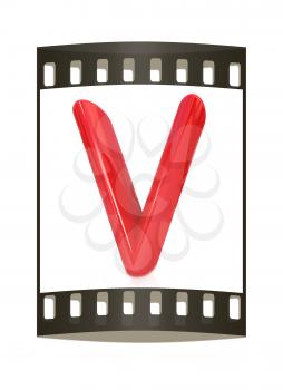 Alphabet on white background. Letter V on a white background. The film strip