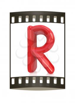 Alphabet on white background. Letter R on a white background. The film strip