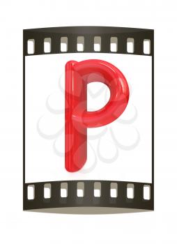 Alphabet on white background. Letter P on a white background. The film strip