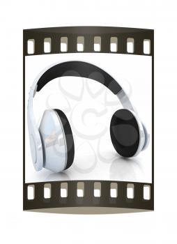headphones on a white background. The film strip