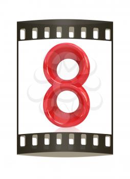 Number 8- eight on white background. The film strip