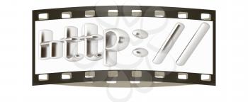 3d illustration internet metal sign http:// on a white background. The film strip