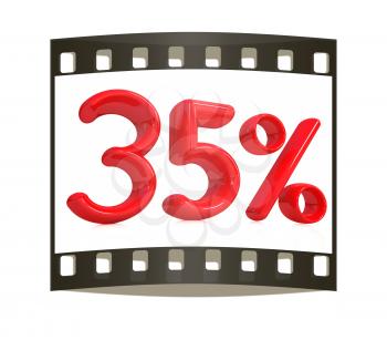 3d red 35 - thirty five percent on a white background. The film strip