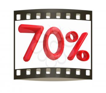 3d red 70 - Seventy percent on a white background. The film strip
